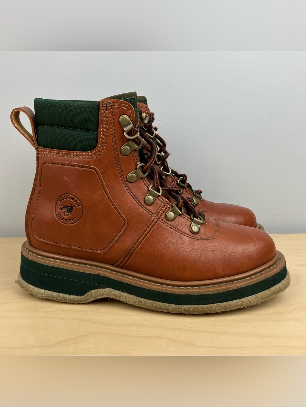 Hodgman Classic Kids Boys Size 5.0 Fly Fishing Boots Felted Sole Brown Green